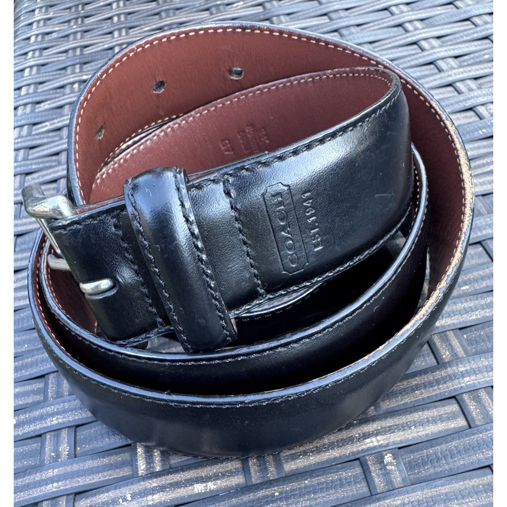 Coach vintage leather belt black brass buckle made usa size 34
